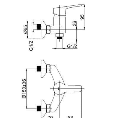 Смеситель RUBINETA UNO12/K WT для душа N20D71 - фото 9895