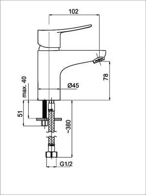 Смеситель RUBINETA Static-18 для раковины A80008 - фото 9914