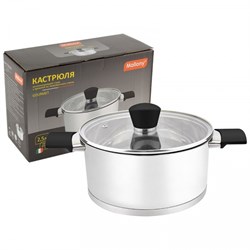 Кастрюля MALLONY Gourmet из нержавеющей стали, с крышкой из жаропрочного стекла 2,5л 007958 - фото 99555