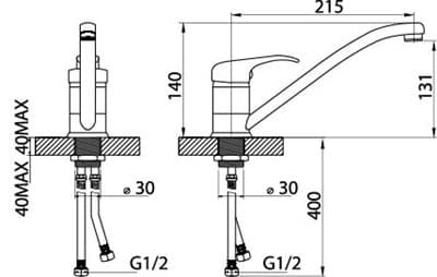 Смеситель ГРАНИКОМ Модель 001 антрацит - фото 9961