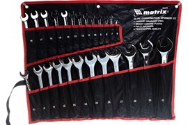 Набор ключей MATRIX комбинированных, 6-32мм, 25шт, CrV, полированный хром 15425