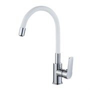 Смеситель Decoroom для кухни с гибким цветным изливом, белый DR22022-White