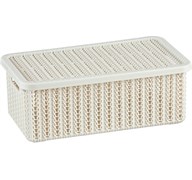 Коробка ВЯЗАНИЕ с крышкой 3л белый ротанг (12) М2369