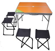 Стол раскладной GREEN WAY 86*81*69см+4 табурета 25*29*39 (оранжевый) 8833О-4