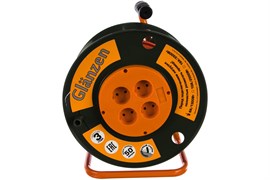 Удлинитель силовой на катушке GLANZEN 4 гн. ПВС 2*0,75 арт.ЕВ-50-001