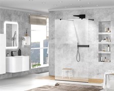 Перегородка душевая стеклянная EBATH SGL-2104AB/SGL-2004AB 1200*1900 черный