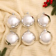 Украшение елочное Шар 8см, стекло, в наборе 6шт, серебро ABR702510