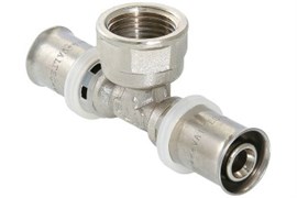 Тройник Valtec пресс с переходом на вн. резьбу 20*1/2*20 VTm.232