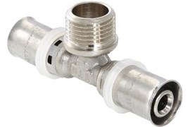 Тройник Valtec пресс с переходом на нар. резьбу 16*1/2*16 VTm.233