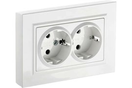Розетка BRITE двойная с з/к/ш 16А в сборе, белая BR-R24-16-K01-F