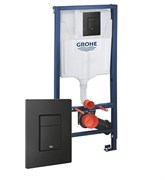 Инсталляция GROHE SOLIDO 3в1 для подвесного унитаза, панелью смыва, черный матовый и крепеж 38811KF0