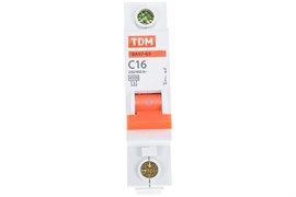 Выключатель автоматический TDM ВА47-63 1Р 16А С 4,5кА SQ0218-0003