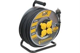 Катушка ИЭК Professional УК50 с т/з 4 места 2Р+PЕ/50м КГ 3*1,5мм2 IP44 WKP16-16-04-50-44