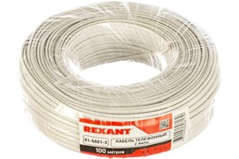 Кабель телефонный REXANT ШТЛП, 2 жилы CCA, белый, 100м 01-5001-3