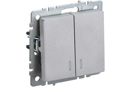 Выключатель BRITE 2-кл. с индикатором 10А ВС10-2-1-БрА алюминий BR-V20-1-10-K47