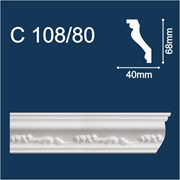 Плинтус СОЛИД потолочный 2,0м С108/80 белый 40мм*70мм (1уп-43шт)