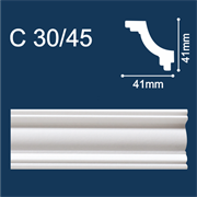 Плинтус СОЛИД потолочный экструд. PROFI DECOR PD-41/С30/45 белый 2м 41×41мм