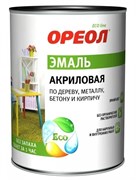 Эмаль ОРЕОЛ акрил белая мат 0,9кг 5625