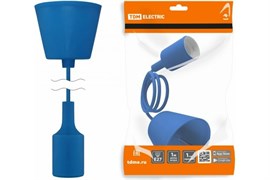 Патрон пластиковый Е27 с подвесом 1 м, синий TDM SQ0335-0066
