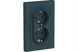Розетка AtlasDesign дв. з/к , 16А, в сб, изумруд ATN000824