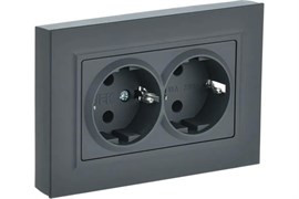 Розетка BRITE двойная с з/к/ш 16А в сборе, графит BR-R24-16-K53-F