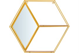 Полка-зеркало QWERTY Ромб подвесная 46*10*40см золото 73863