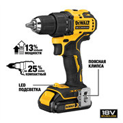 Дрель-шуруповерт DeWALT аккумуляторная DCD708D2T-QW