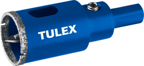 Коронка TULEX алмазная по стеклу и керамической плитке, центр.сверло, трехгранный хвостовик 40мм