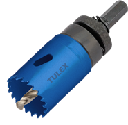 Коронка TULEX биметаллическая, шестигранный хвостовик,с центрирующим сверлом,в сборе 38мм 601013-038