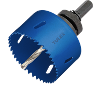 Коронка TULEX биметаллическая, шестигранный хвостовик,с центрирующим сверлом,в сборе 83мм 601013-083