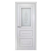 Полотно ЛЕСКОМ дверное Экшпон Имидж-2 эмалит белый/серебро, витражное стекло 80