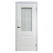 Полотно ЛЕСКОМ дверное Экшпон S-2 эмалит белый, стекло гравировка решетка 70