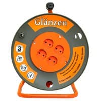 Удлинитель силовой на катушке GLANZEN 4 гн. ПВС 2*1,5 арт.ЕВ-50-006