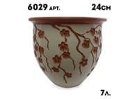 Горшок керамический 7 л. глазурованный, ангоб, Сакура 6029