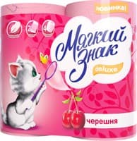 Бумага туалетная Мягкий знак 2-х слойная аромат Deluxe черешня 4 рулона С117 24 спайка