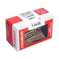 Гвозди СТРОЙБАТ финишные латунир. 1,4*30 (0,15кг) 24298/2613609
