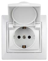 Розетка ЭРА 2P+E Schuko Intro с крыш 16А-250В Plano бел 1-203-01