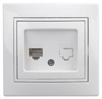 Розетка ЭРА RJ11 Intro телефон Plano бел 1-302-01