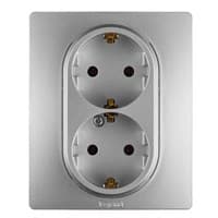 Розетка LEGRAND Etika 2 x 2К+З винт.зажимы 16А 250В (алюминий) 672423