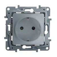 Розетка LEGRAND Etika 2К+З винт.зажимы 16А 250В (алюминий) 672421