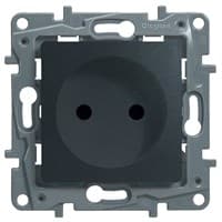 Розетка LEGRAND Etika 2К+З со шторками, винтовые зажимы, 16А (антрацит) 672634