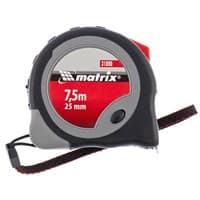 Рулетка MATRIX Continuous fixation, 7,5м*25мм, обрезиненный корпус, плавная фиксация 31090