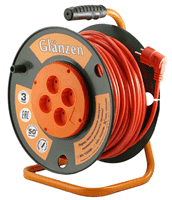 Удлинитель силовой на катушке GLANZEN 4 гн. ПВС 2х2,5 арт.EB-50-008