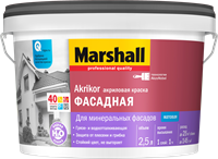 Краска водоэмульсионная MARSHALL AKRIKOR фасадная латексная 2,5л 5183662