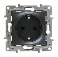 Розетка LEGRAND Etika 2К+З авт. со шторкой (антрацит) 672622
