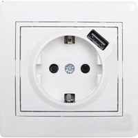 Розетка MIRA с USB белый с белой вставкой 701-0202-181