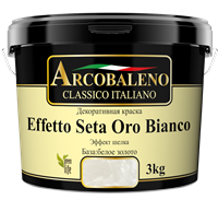 Краска декоративная РАДУГА Arcobaleno Effetto Seta Oro Bianco База белое золото (3кг)