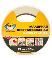 Лента малярная крепп. 19мм*50м AVIORA инд.уп. арт.304-006