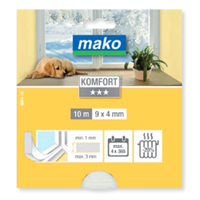 Уплотнитель MAKO мелкопористый плотный полиэтилен 9ммх4ммх10м белый 880410