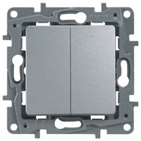 Выключатель LEGRAND Etika 2х-клав 10A 250В (алюминий) 672402